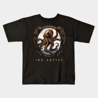 Octopus "ink Artist" , Octopus Lover , Octopus Illustration Kids T-Shirt